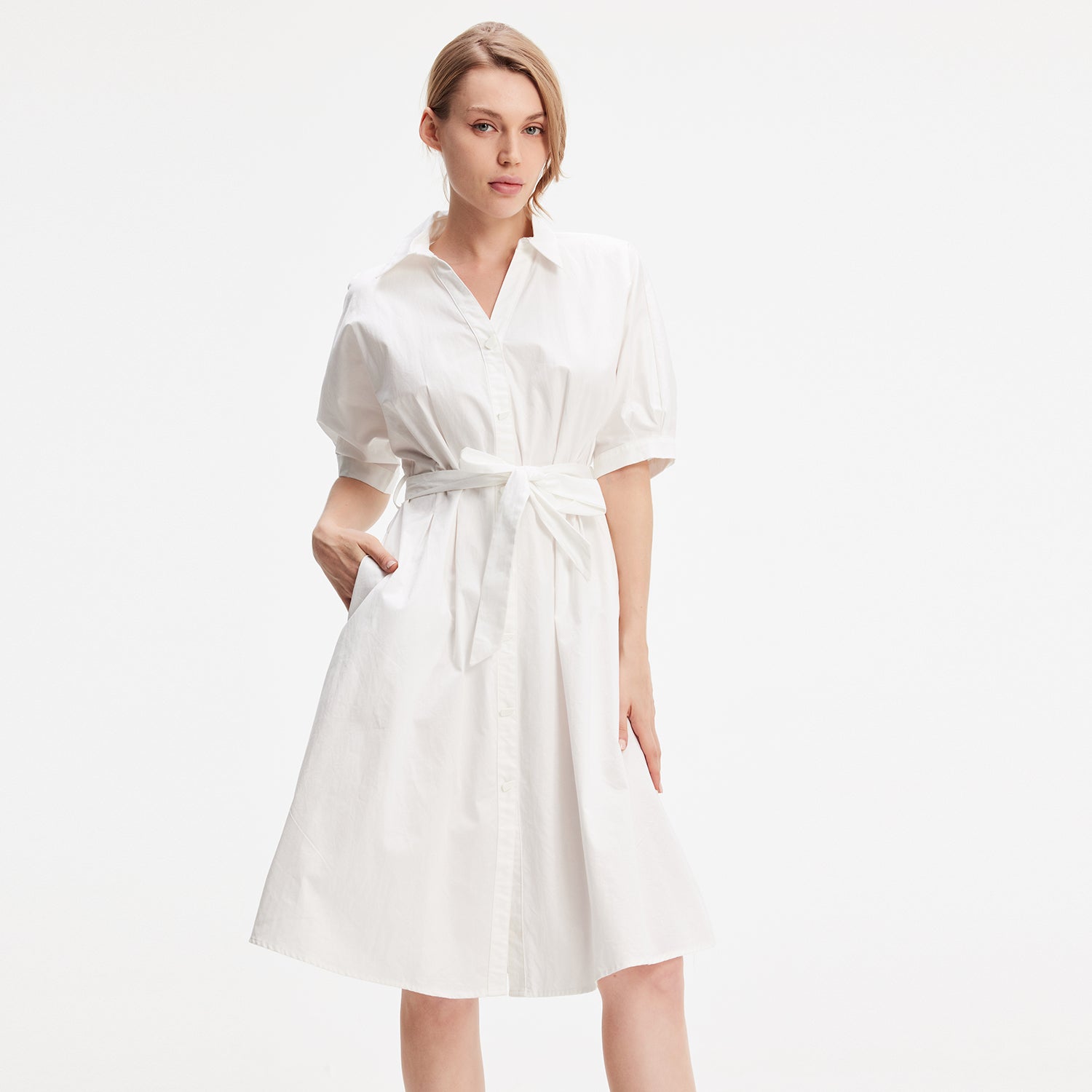 Robe-chemise en coton évasée