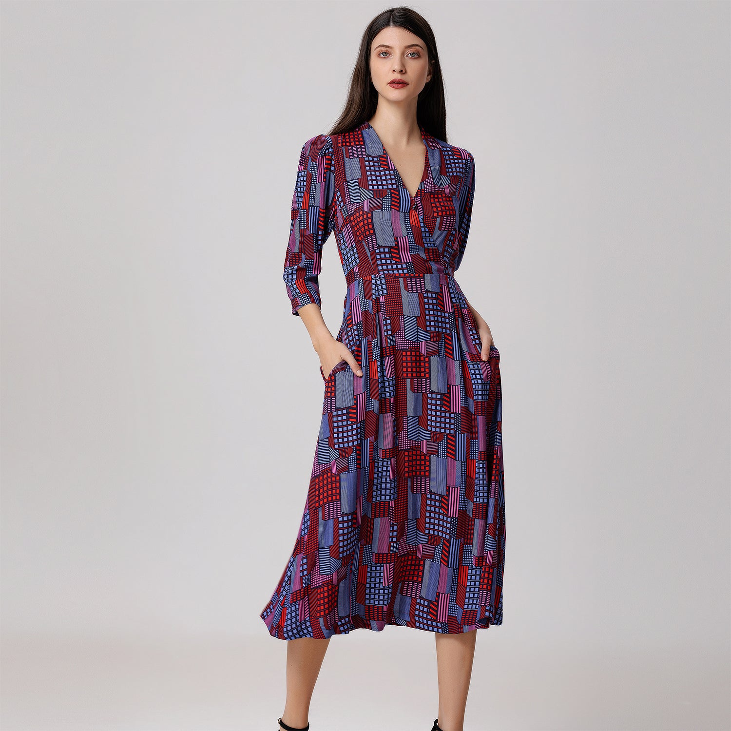 Robe midi à imprimé graphique