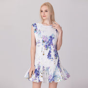 Mini-robe à volants avec imprimé floral macro