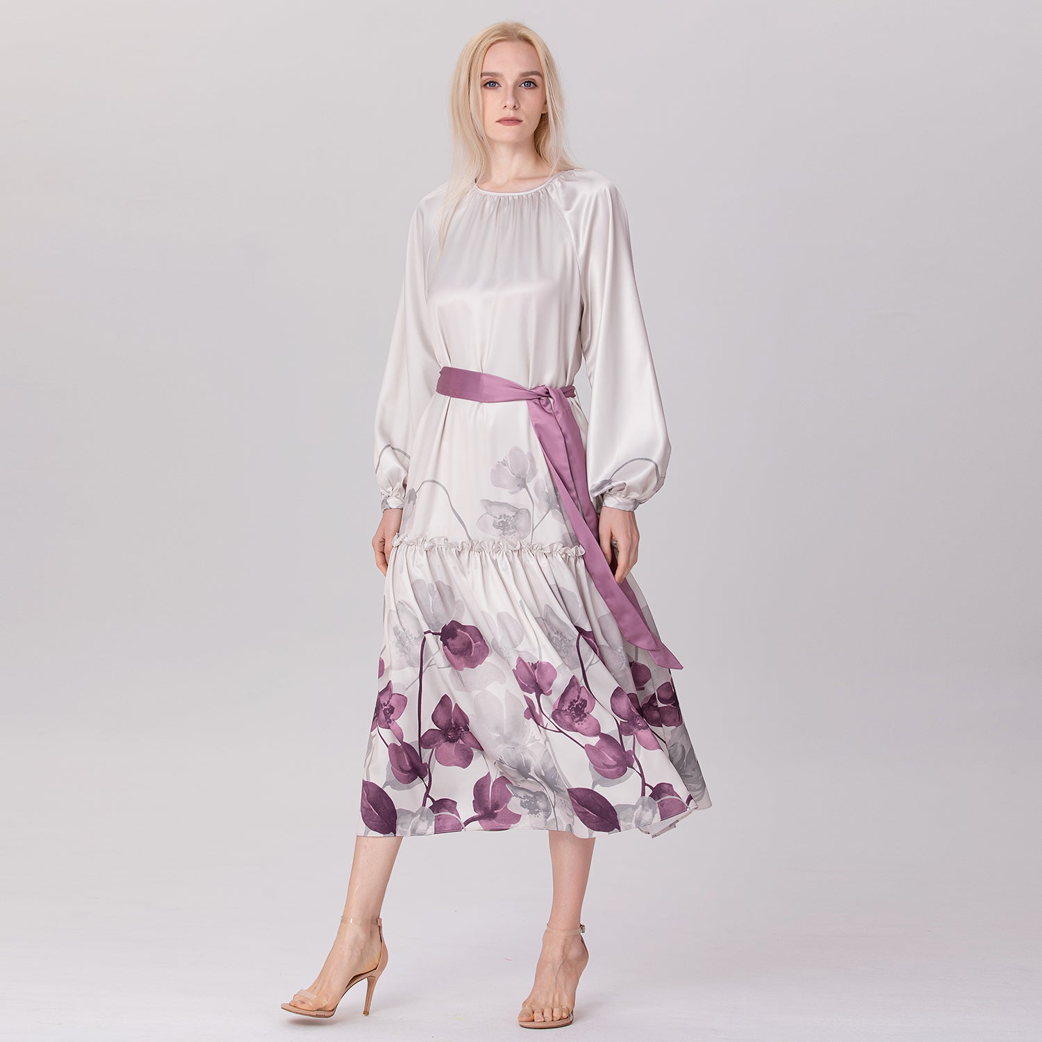 Robe-chemisier à imprimé floral placé