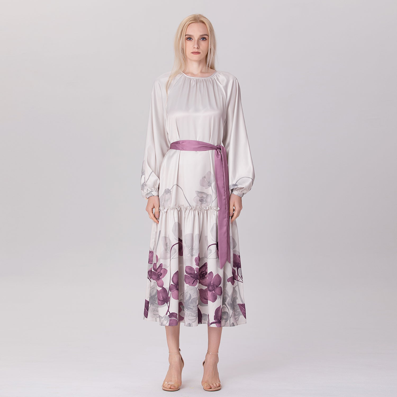 Robe-chemisier à imprimé floral placé