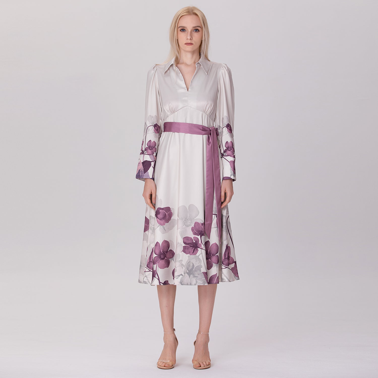 Robe coupe empire à imprimé floral placé