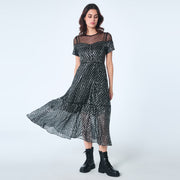 Robe imprimé chevron et tulle