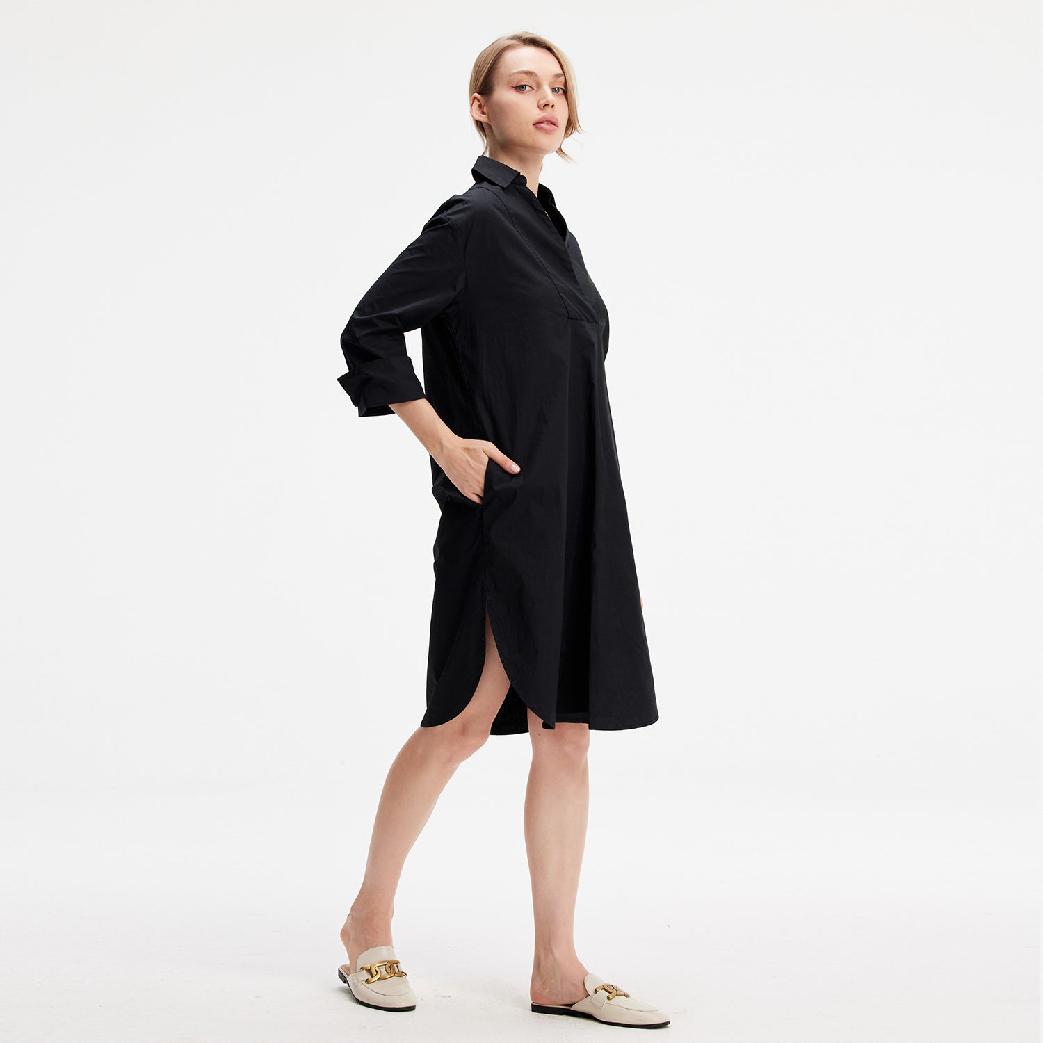 Robe chemise minimaliste en coton