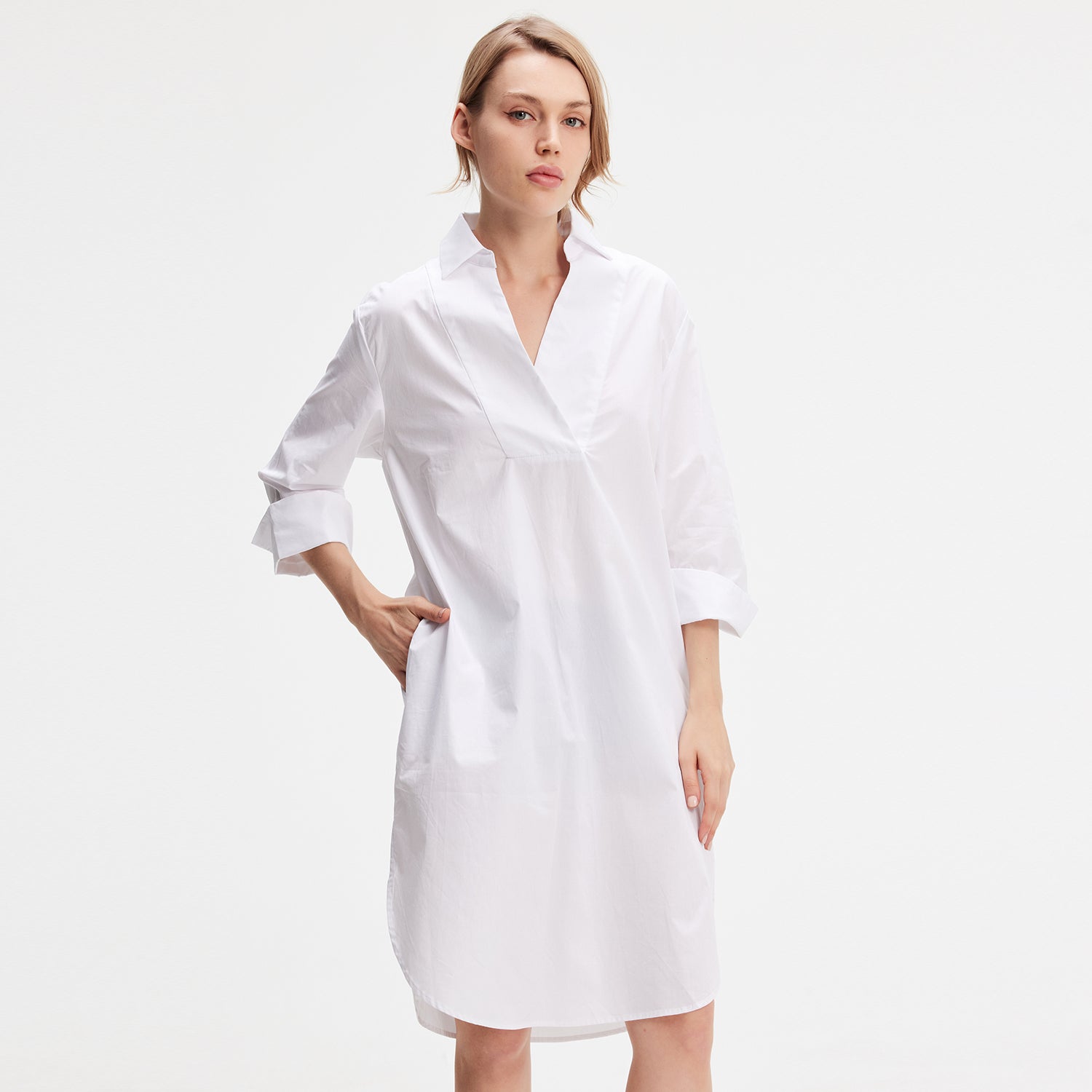 Robe chemise minimaliste en coton