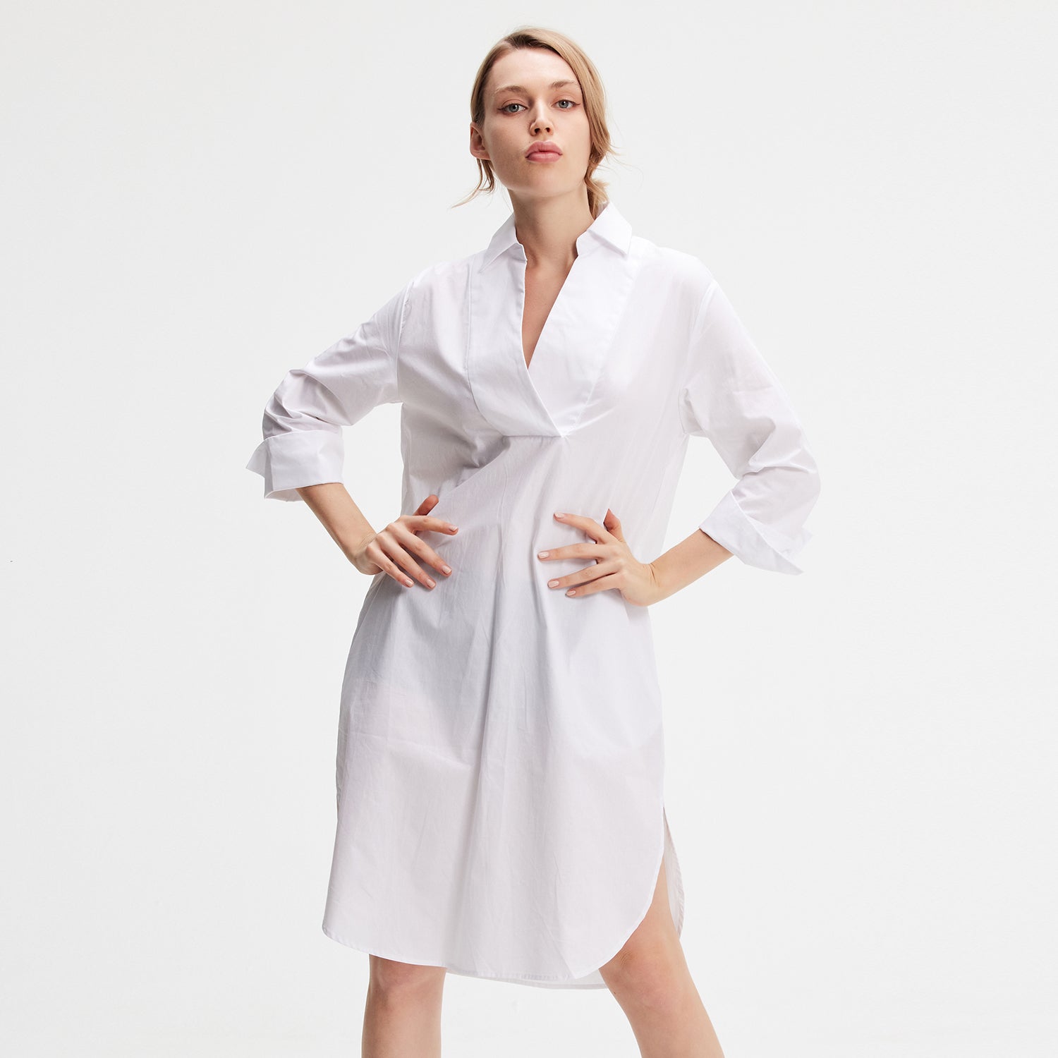 Robe chemise minimaliste en coton