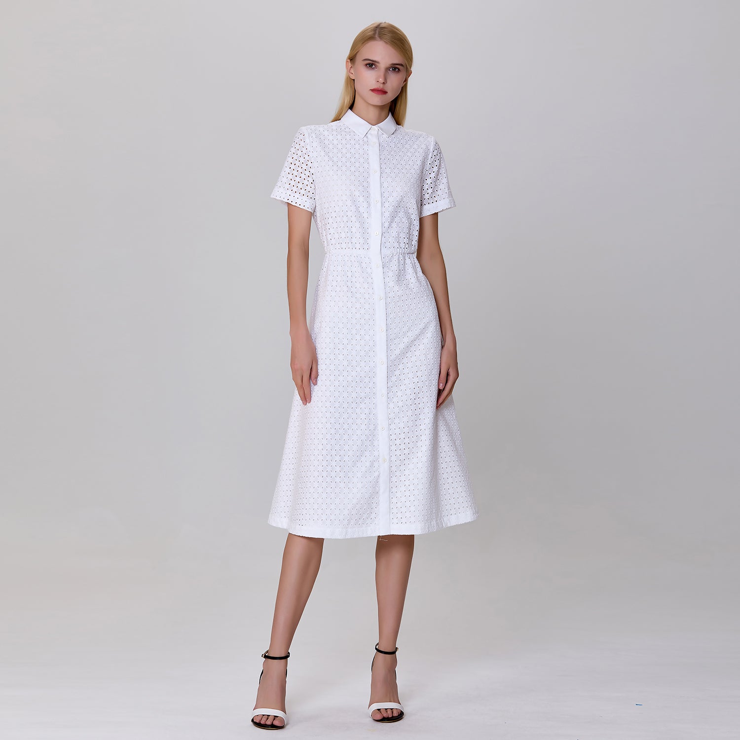Robe chemise en dentelle de coton