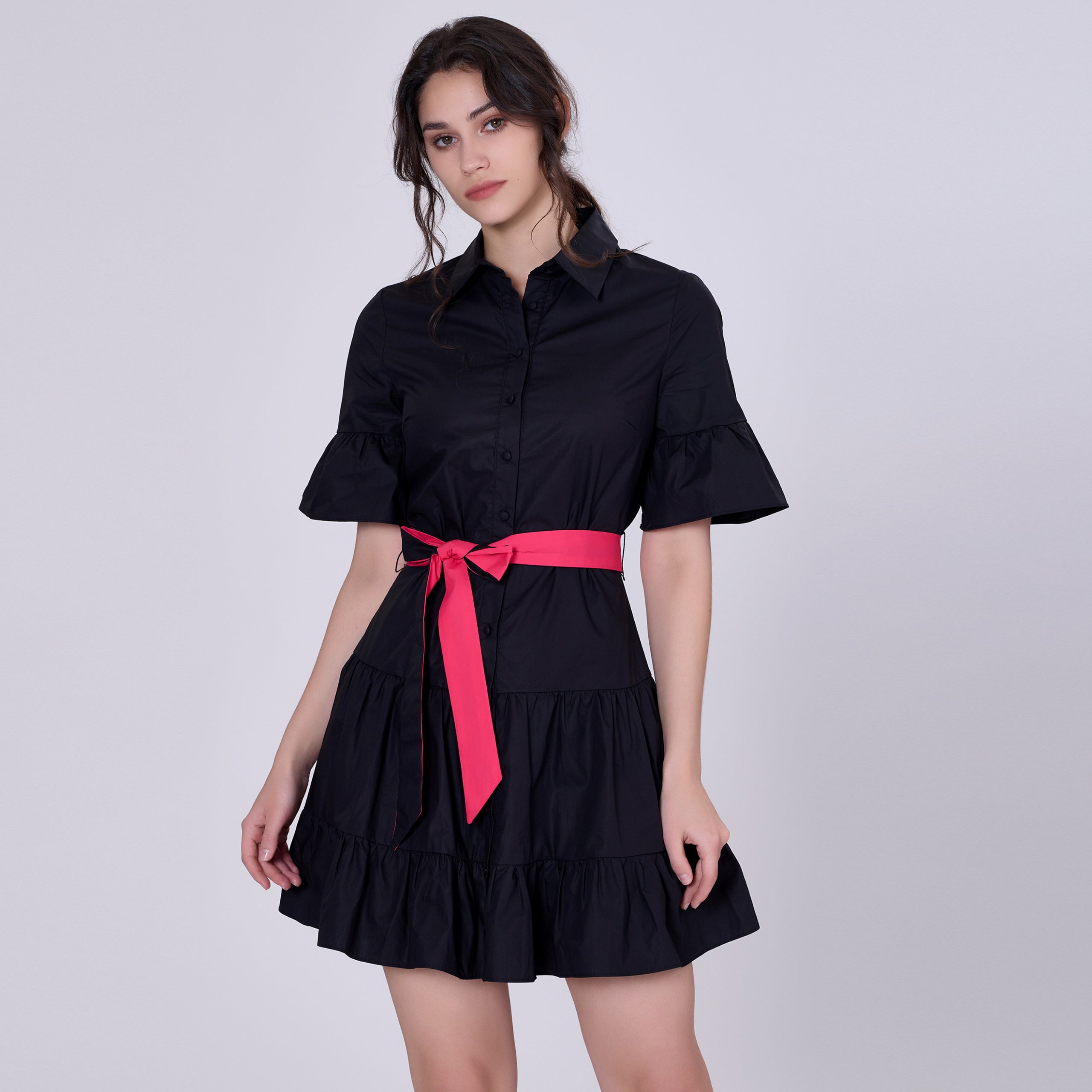 Robe coton volantée à manches tulipes