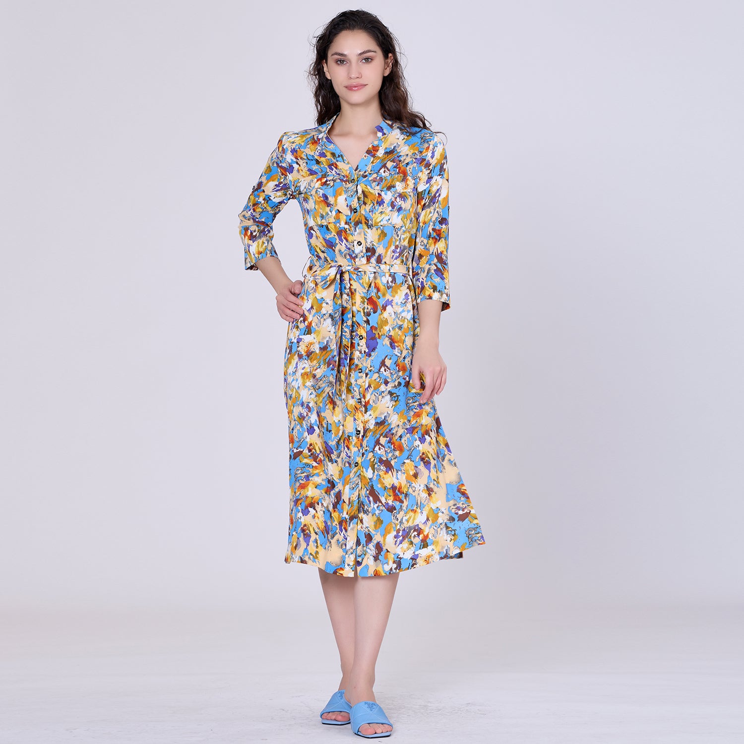 Robe-chemise à imprimé abstrait graphique