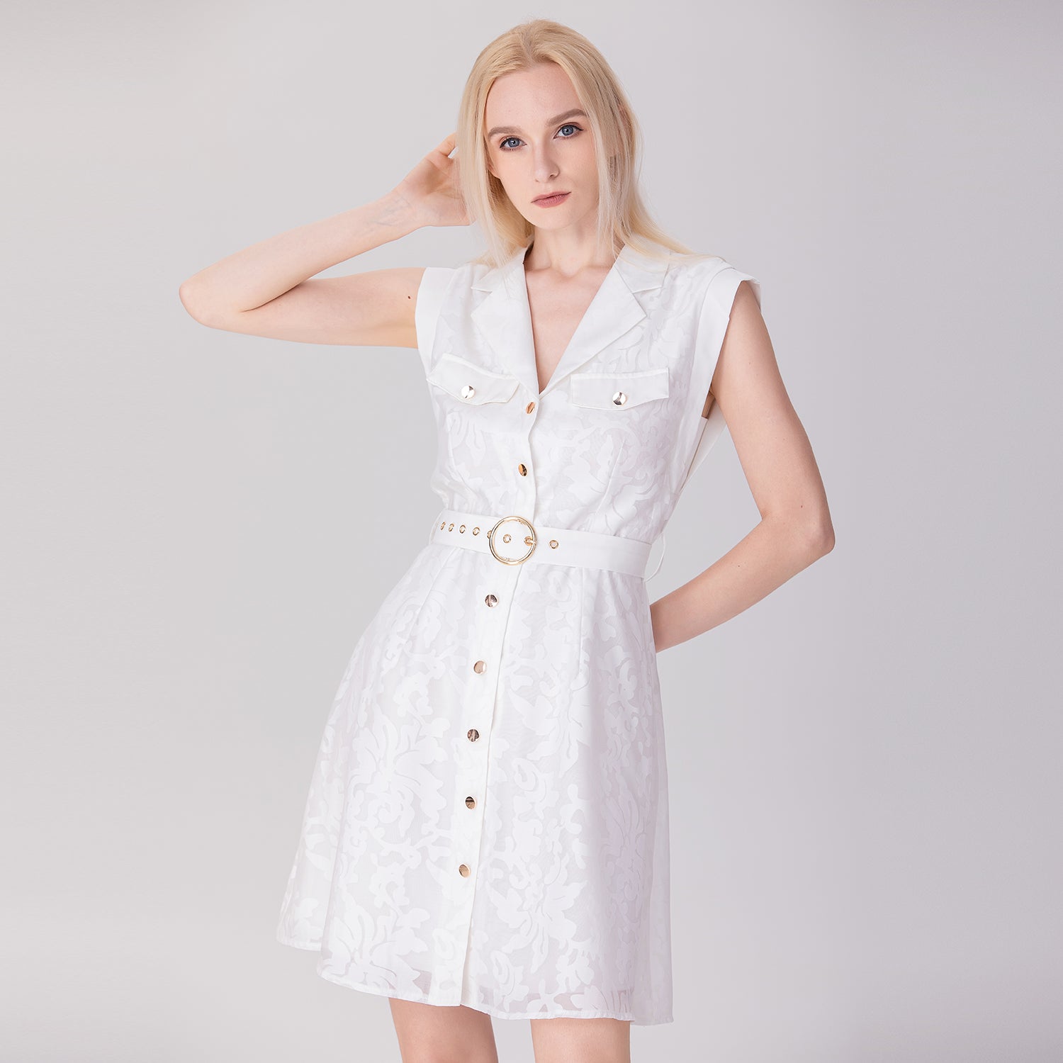 Robe style safari en organza fleuri