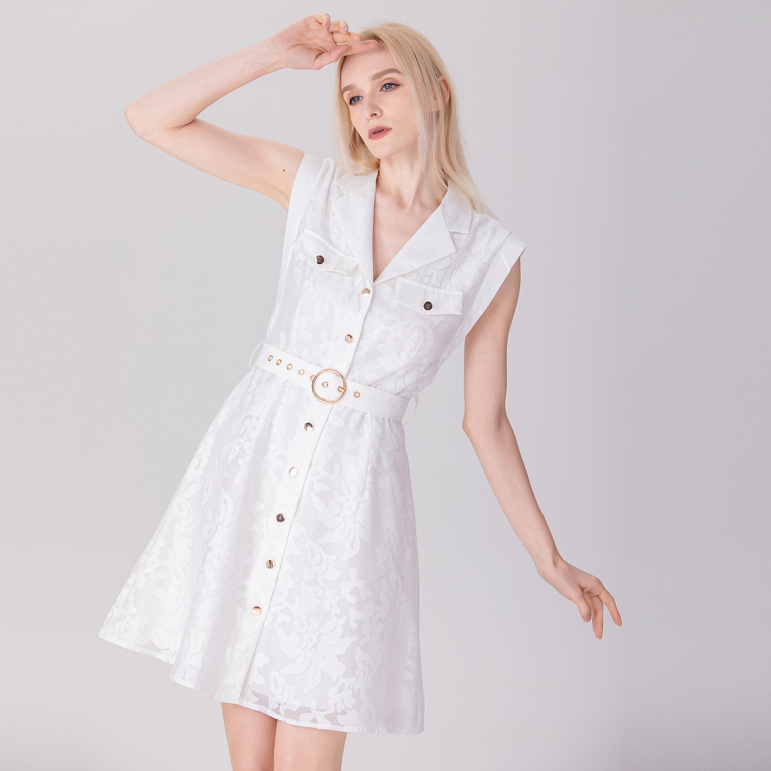 Robe style safari en organza fleuri