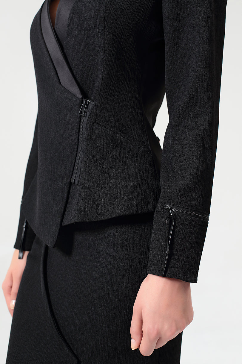 Veste structurée bi-matières avec zips