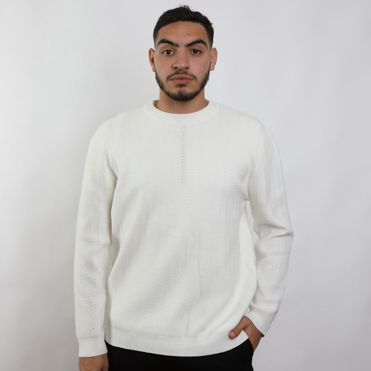 Pull Blanc Texturé en Maille