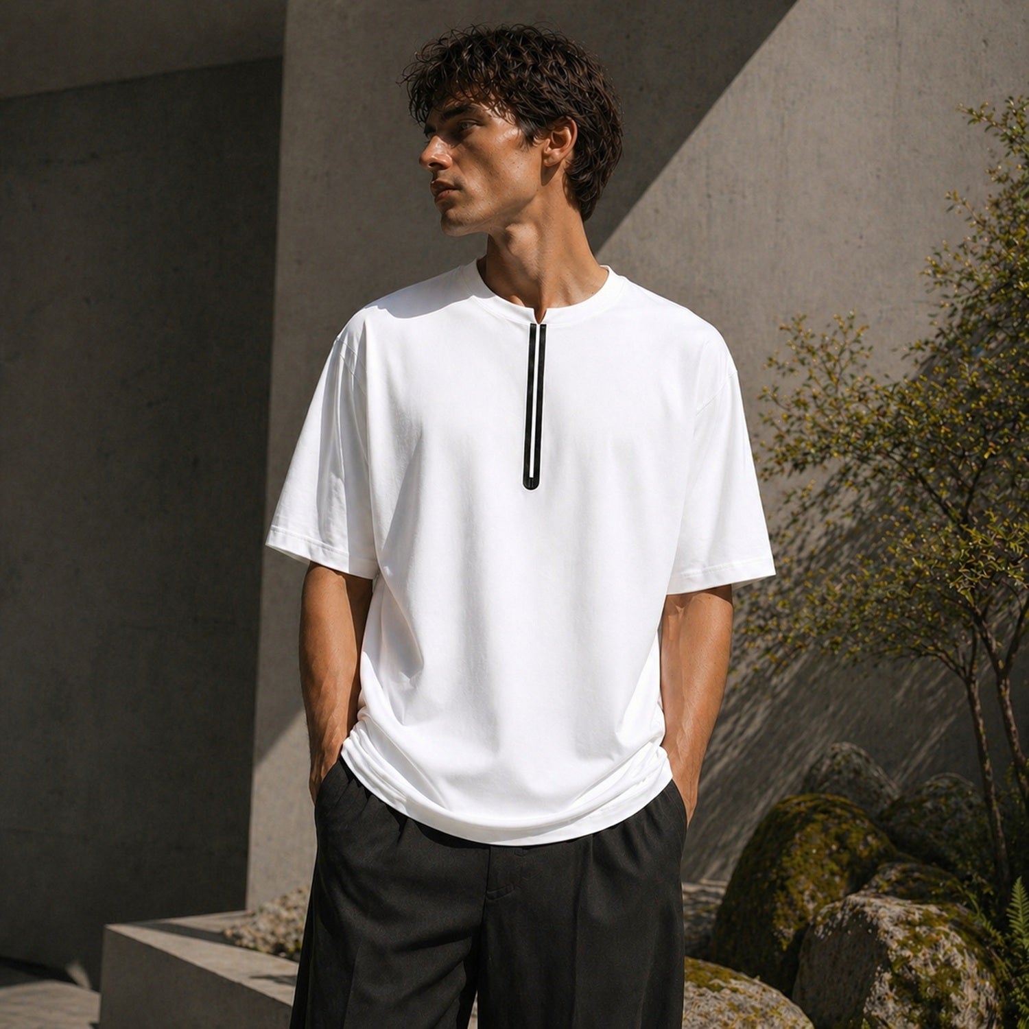 T-shirt coton premium avec détail contrasté résistant