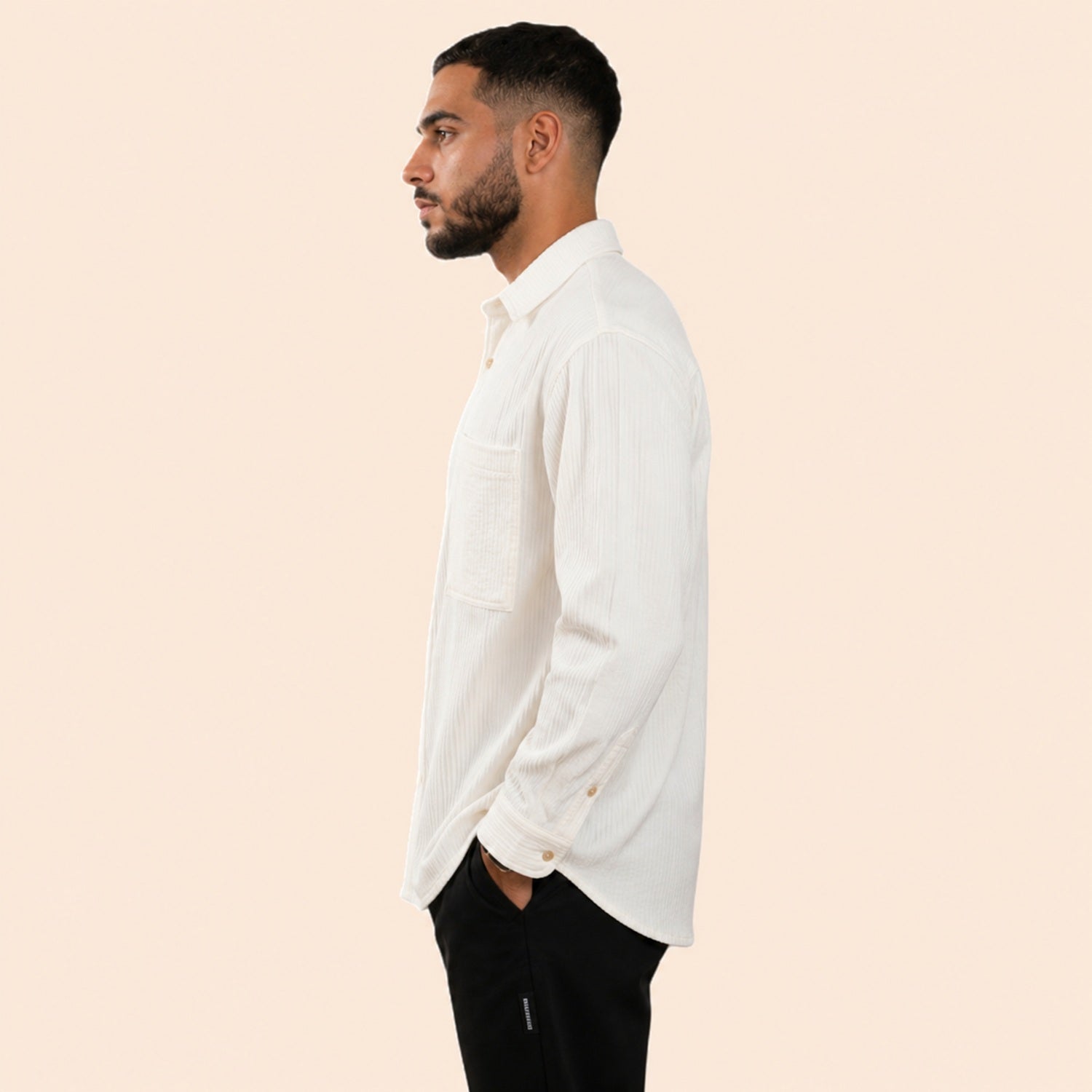 Chemise texturée à manches longues