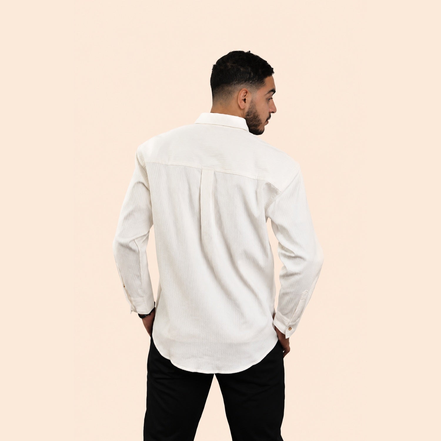 Chemise texturée à manches longues