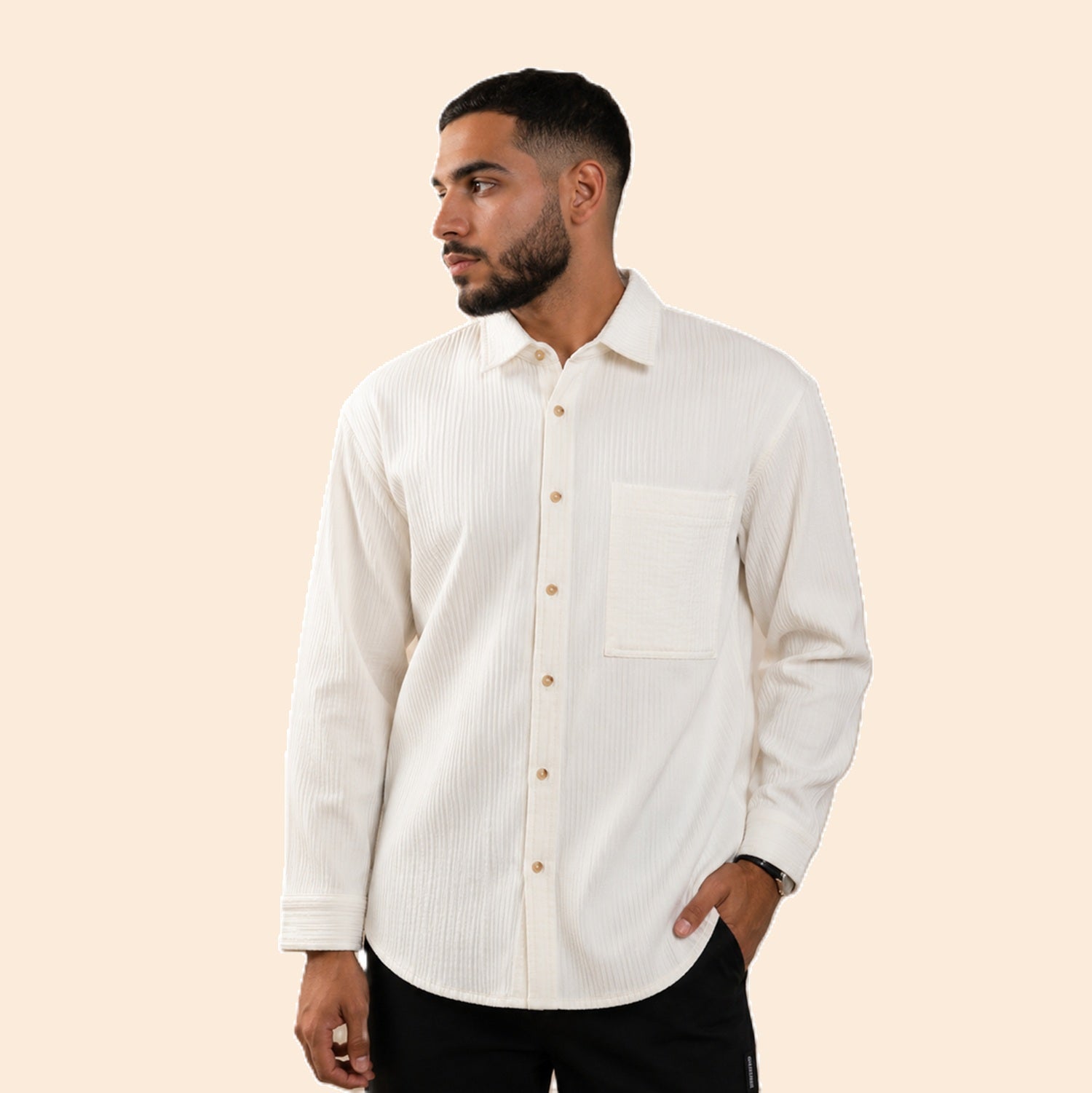 Chemise texturée à manches longues
