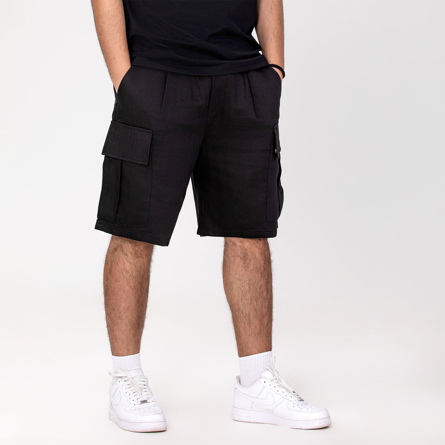 Short à poches plaquées et taille élastique