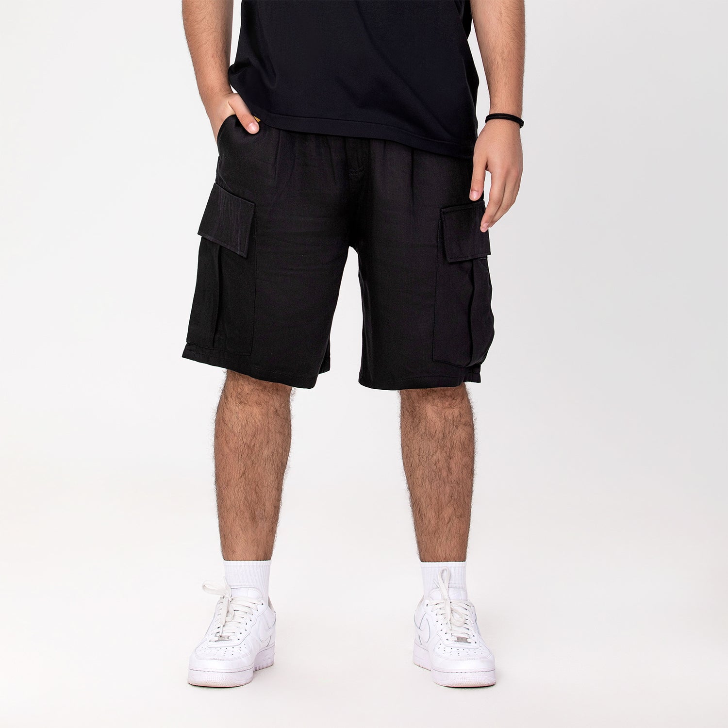 Short à poches plaquées et taille élastique