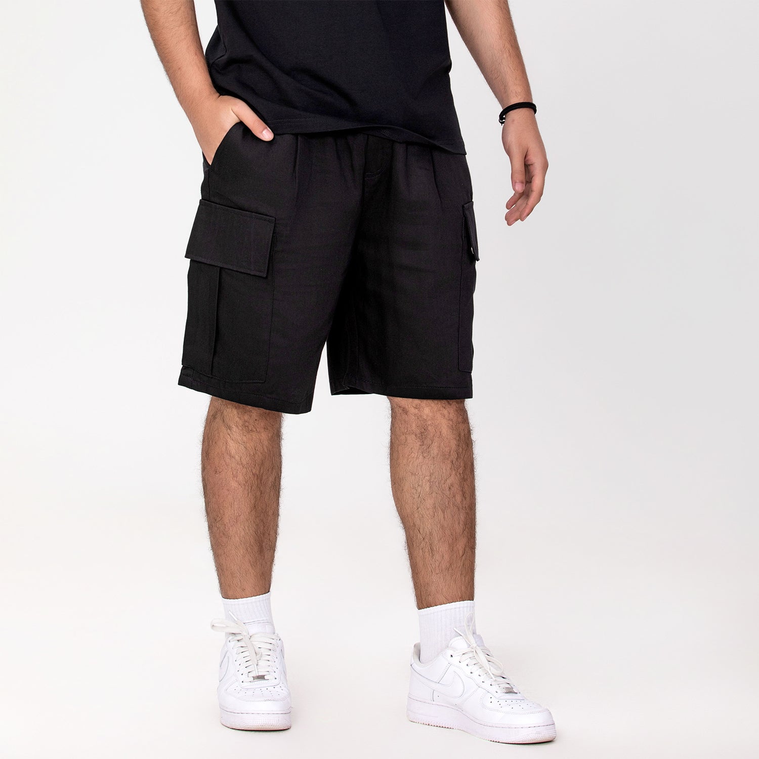 Short à poches plaquées et taille élastique