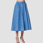 Jupe midi en jean évasée à boutons - Smart & Joy