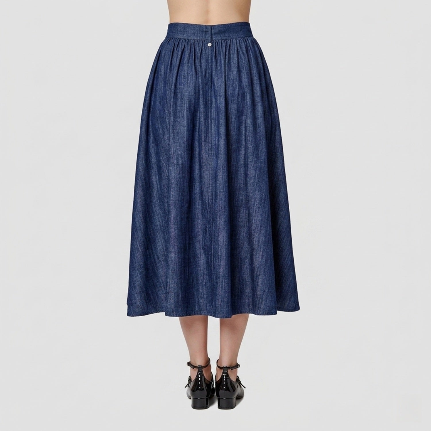 Jupe midi en jean évasée à boutons - Smart & Joy
