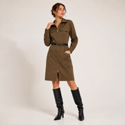 Robe safari ceinturée à manches longues