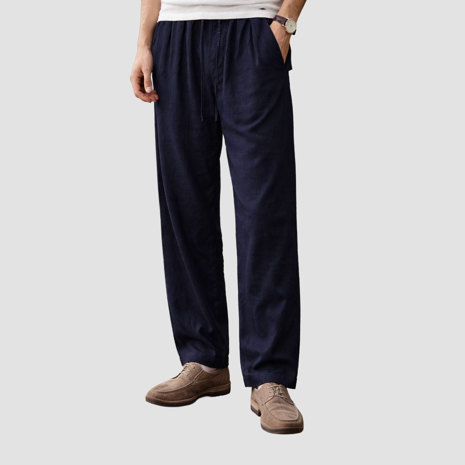 Pantalon Homme Coupe Droite à Cordon