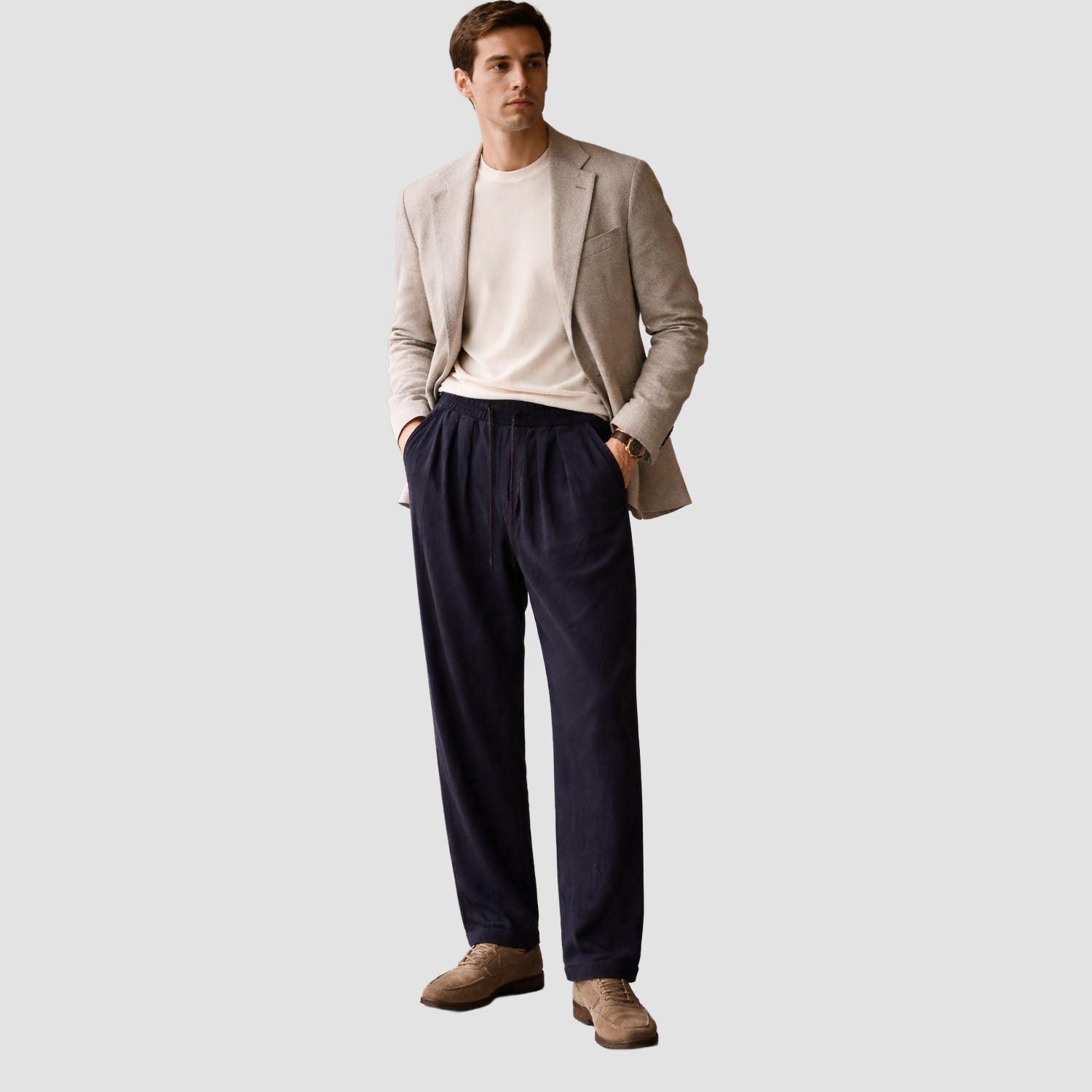 Pantalon Homme Coupe Droite à Cordon
