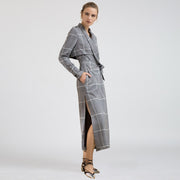 Trench long à motif tartan