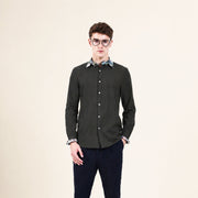 Chemise homme en coton avec col contrasté imprimé