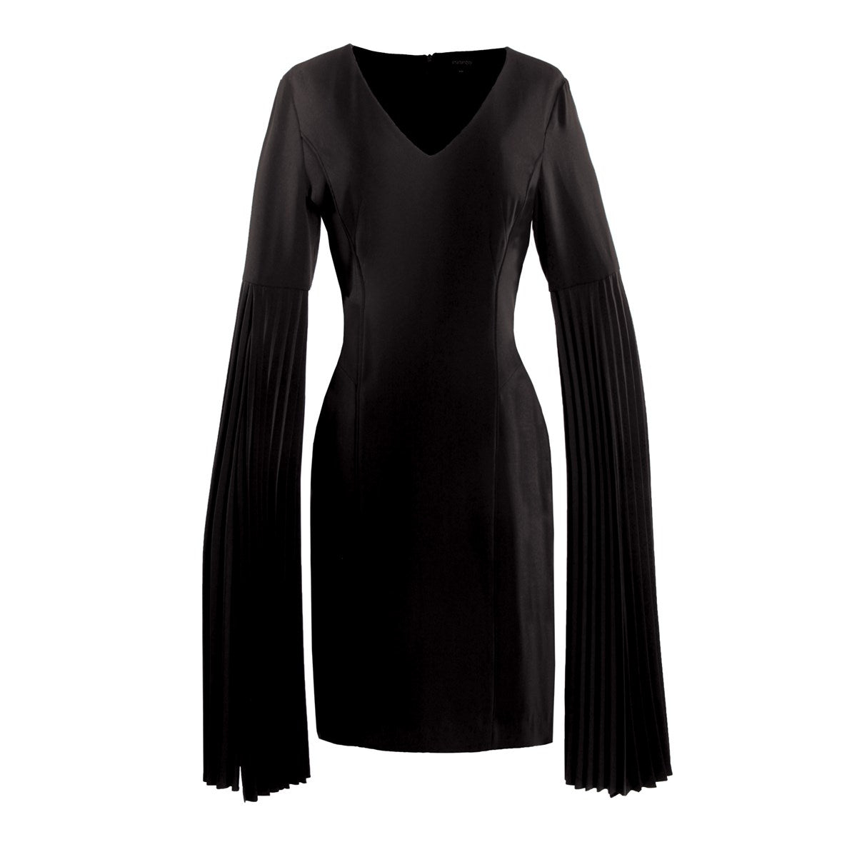 Robe cocktail ajustée manches longues plissées