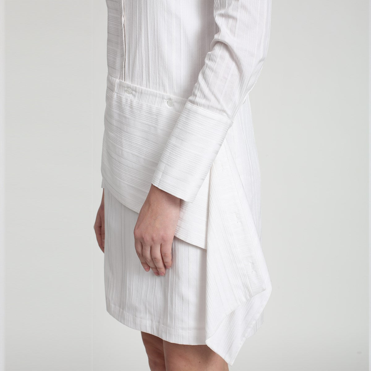 Robe-chemise rayures structurée à manches amovibles