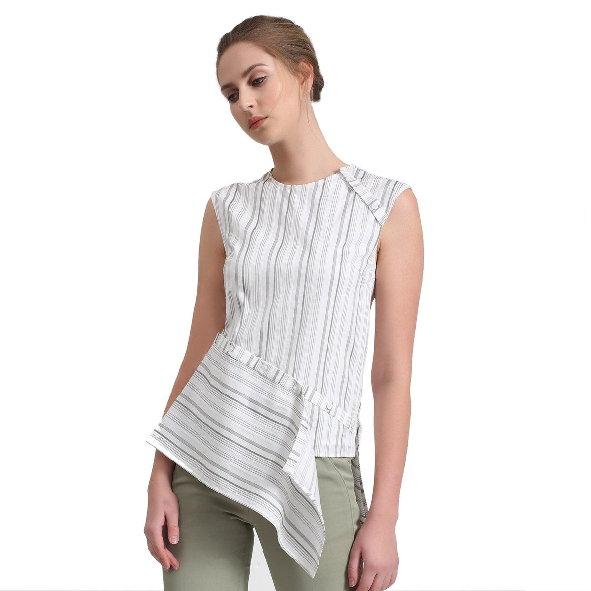 Top asymétrique à rayures
