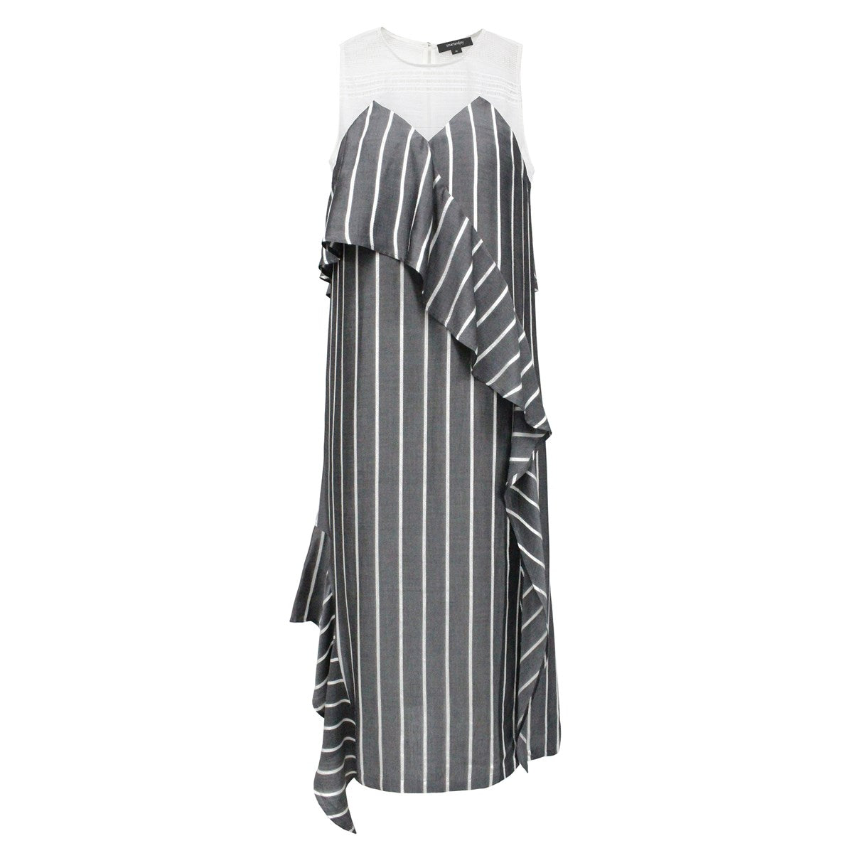 Robe midi asymétrique à rayures bi-matière
