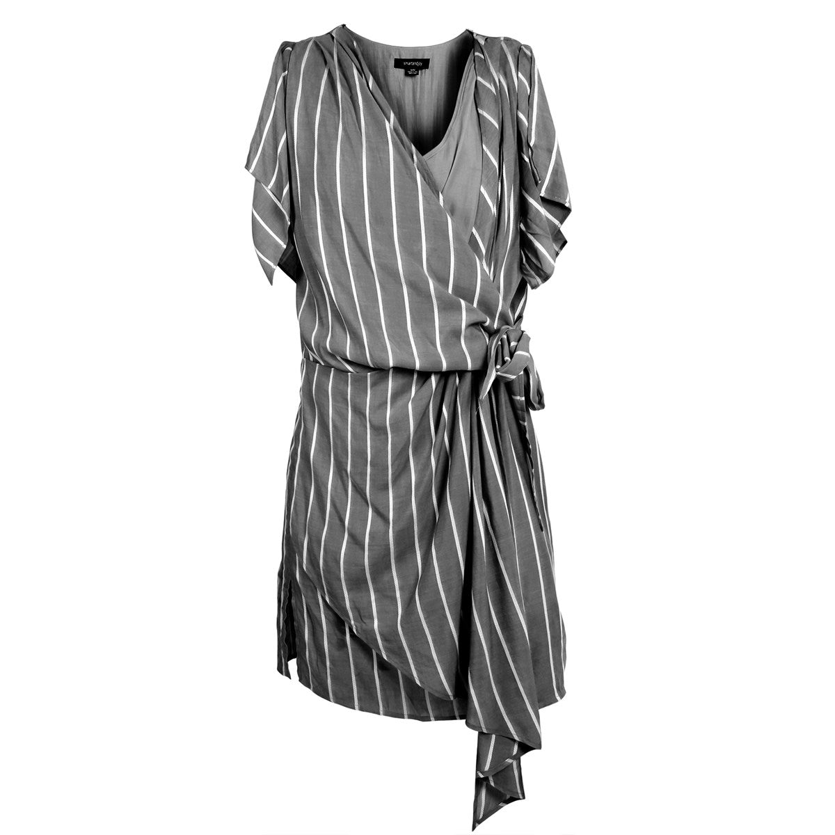 Robe courte drapée à rayures