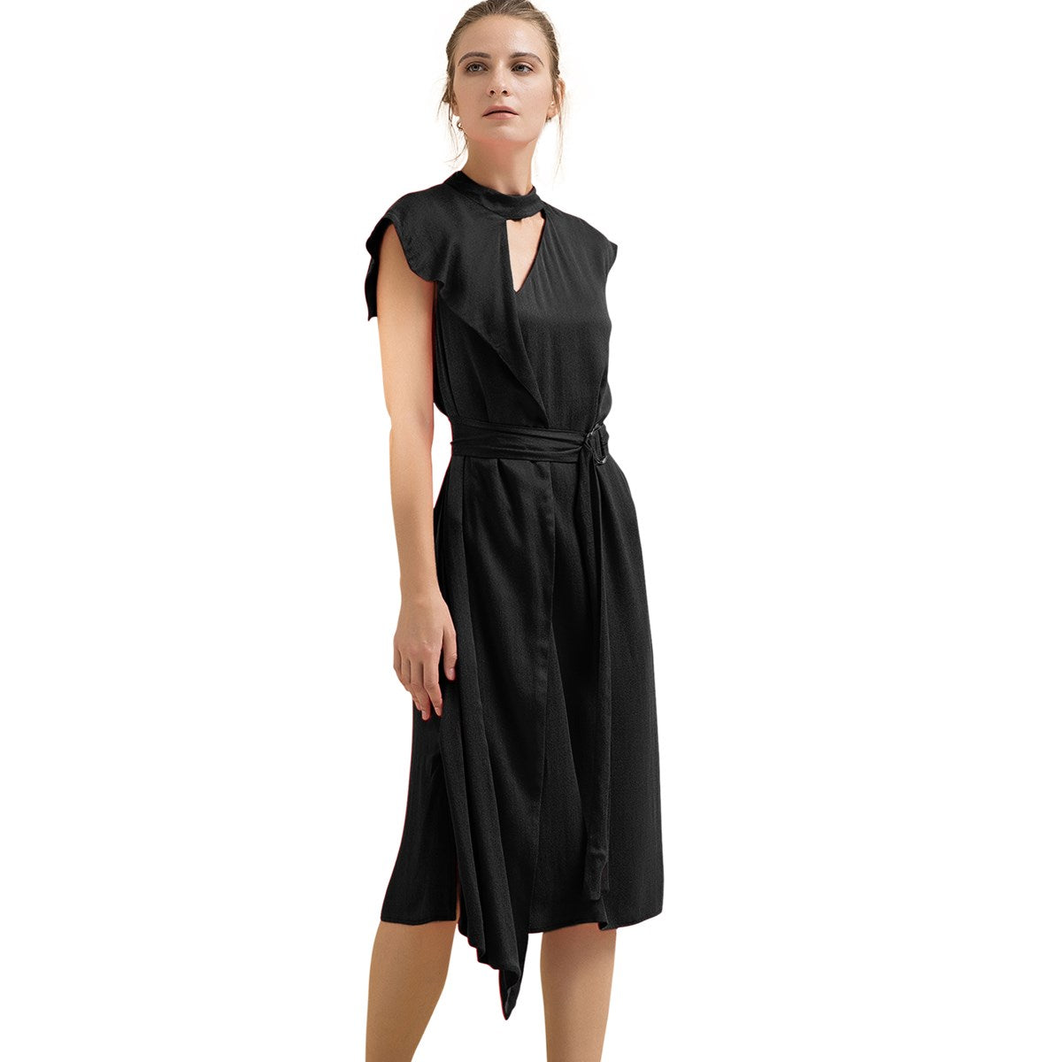 Robe mi-longue asymétrique ample