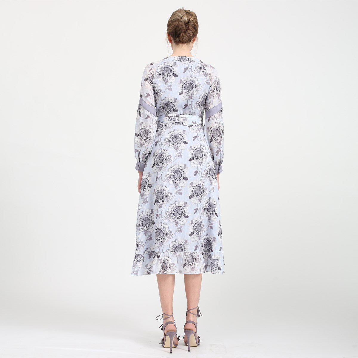 Robe cache-coeur midi à imprimé floral