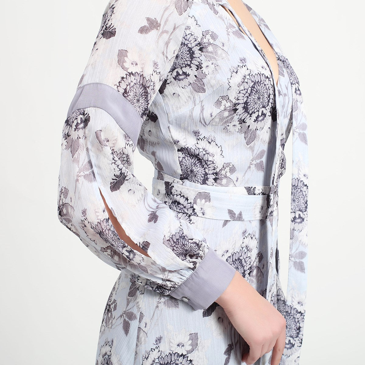 Robe cache-coeur midi à imprimé floral