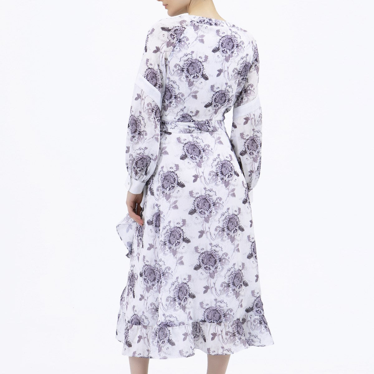 Robe cache-coeur midi à imprimé floral