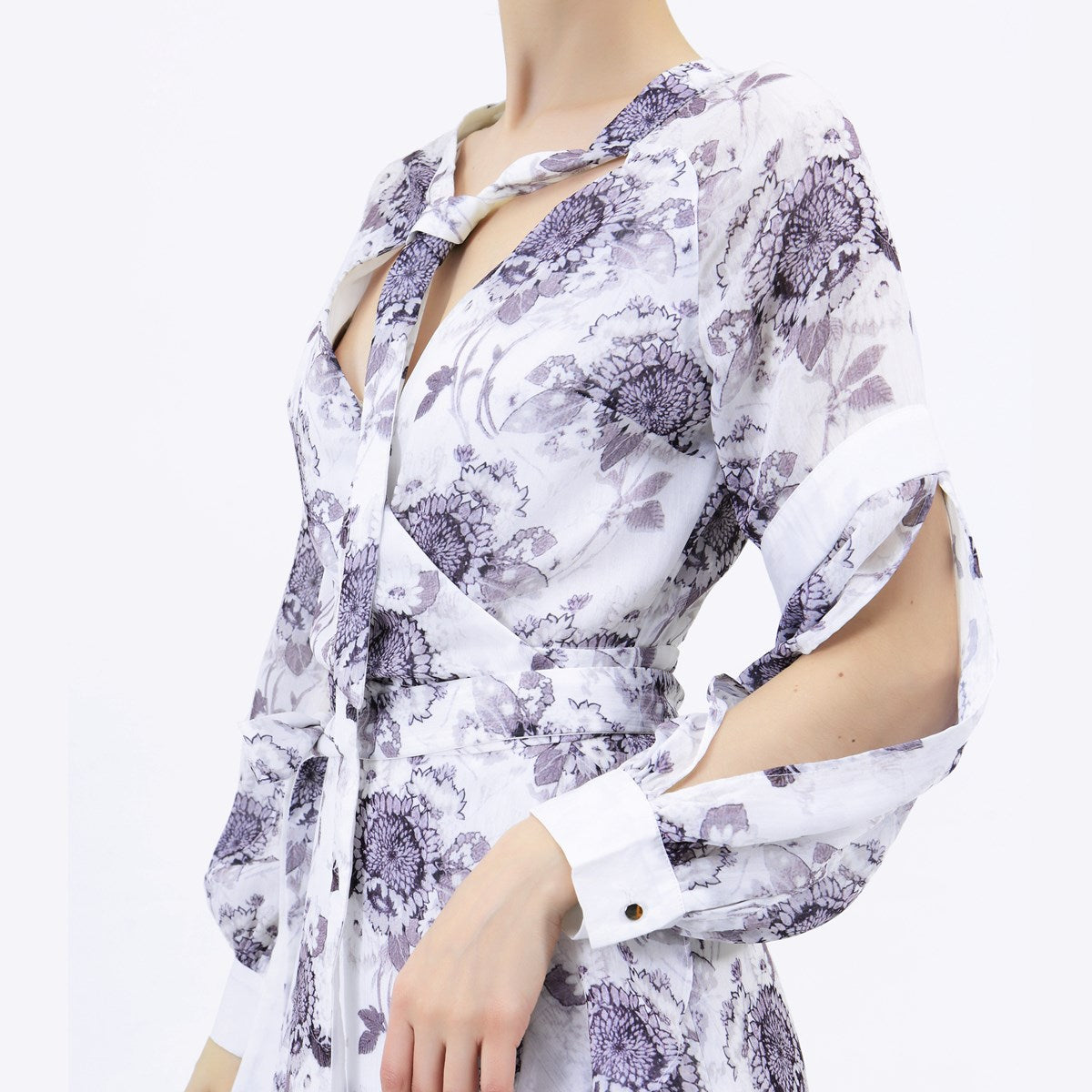 Robe cache-coeur midi à imprimé floral