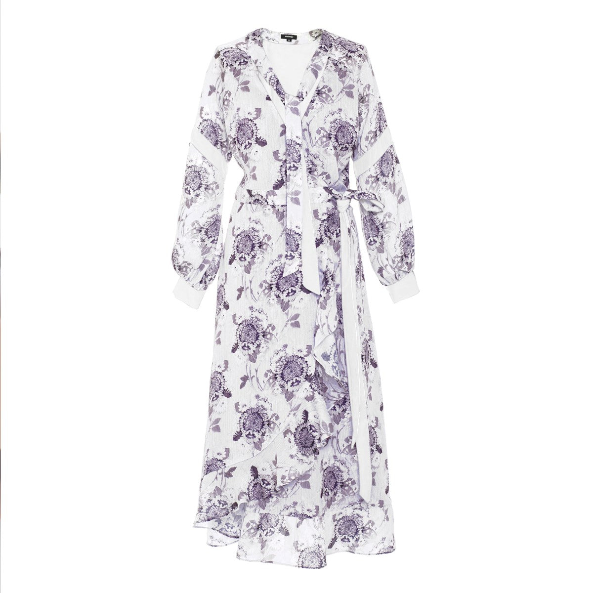 Robe cache-coeur midi à imprimé floral