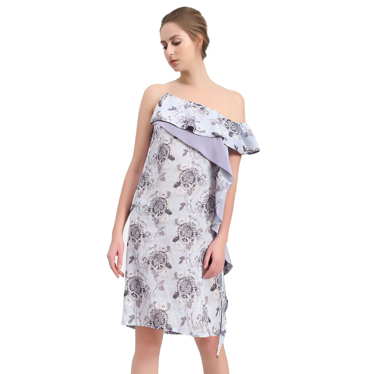 Robe à large volant et à imprimé floral