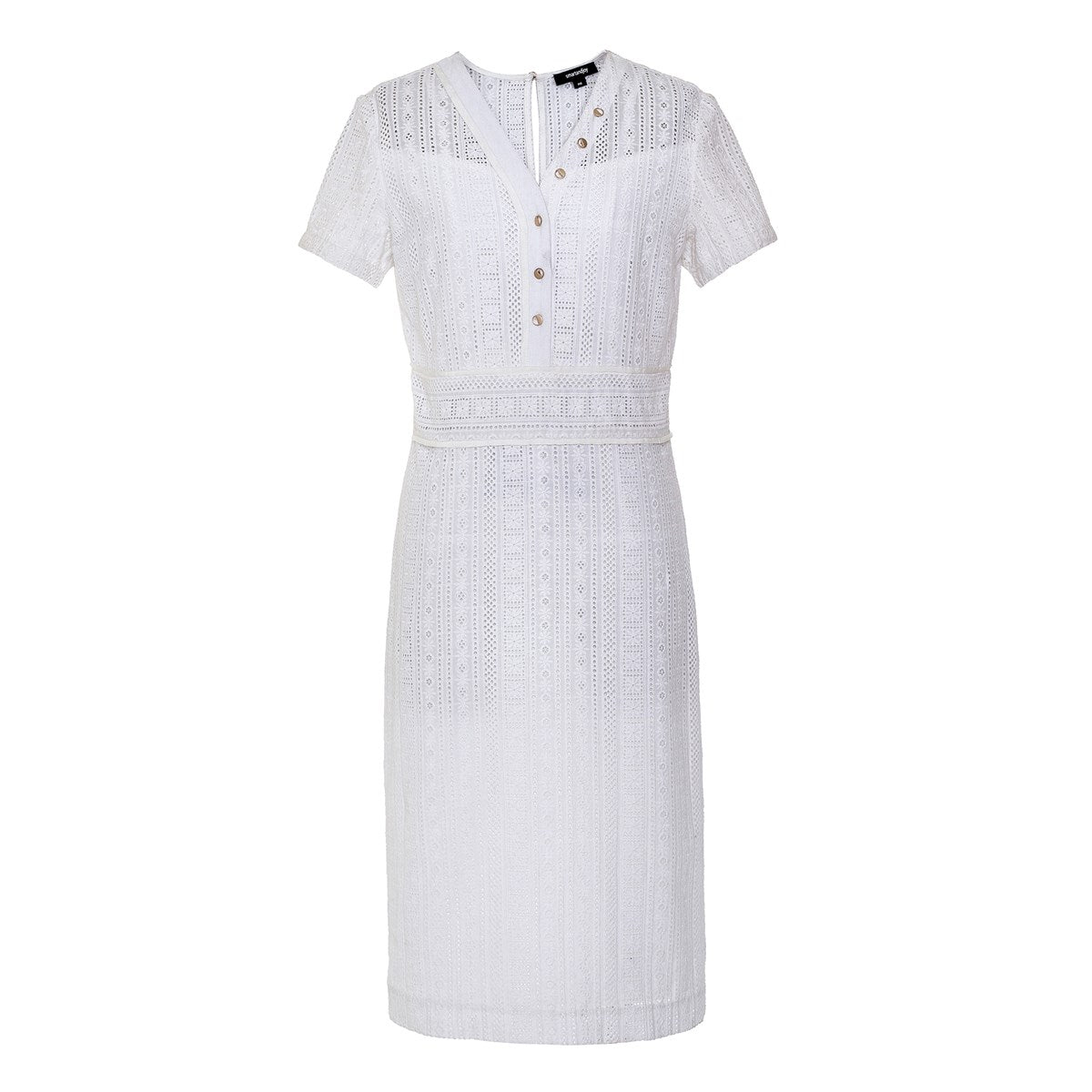 Robe ajustée manches courtes dentelle anglaise