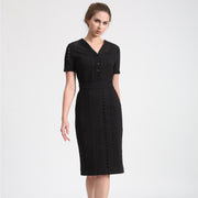 Robe ajustée manches courtes dentelle anglaise