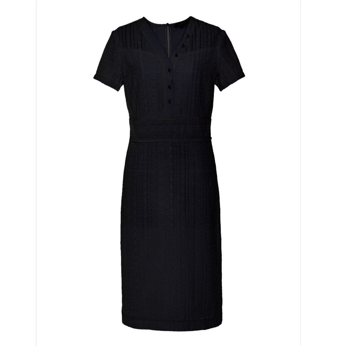 Robe ajustée manches courtes dentelle anglaise