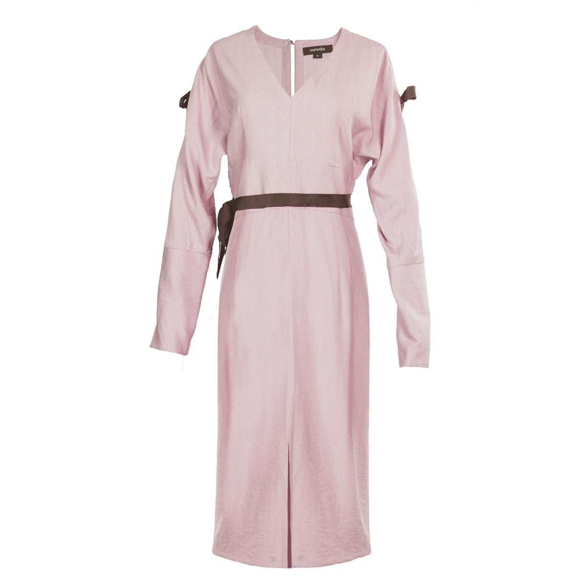 Robe cintrée manches longues épaules dénudées col V
