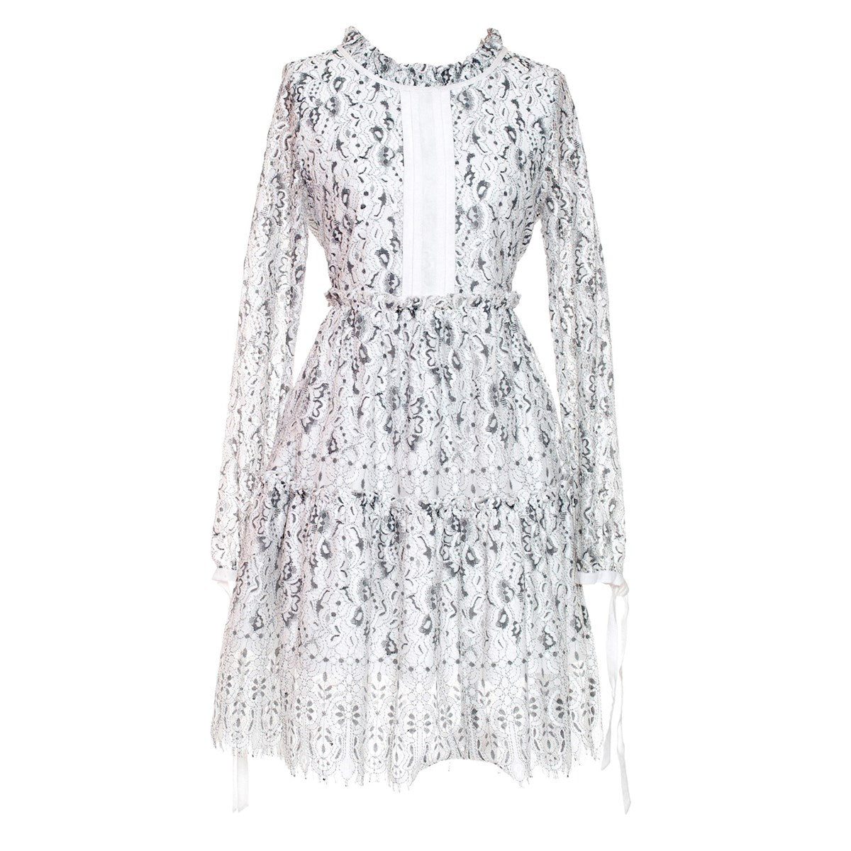 Robe tunique dentelle ligne-A manches longues
