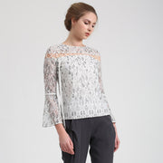 Top manches longues en dentelle fine