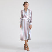 Robe portefeuille manche longues à imprimé rayures